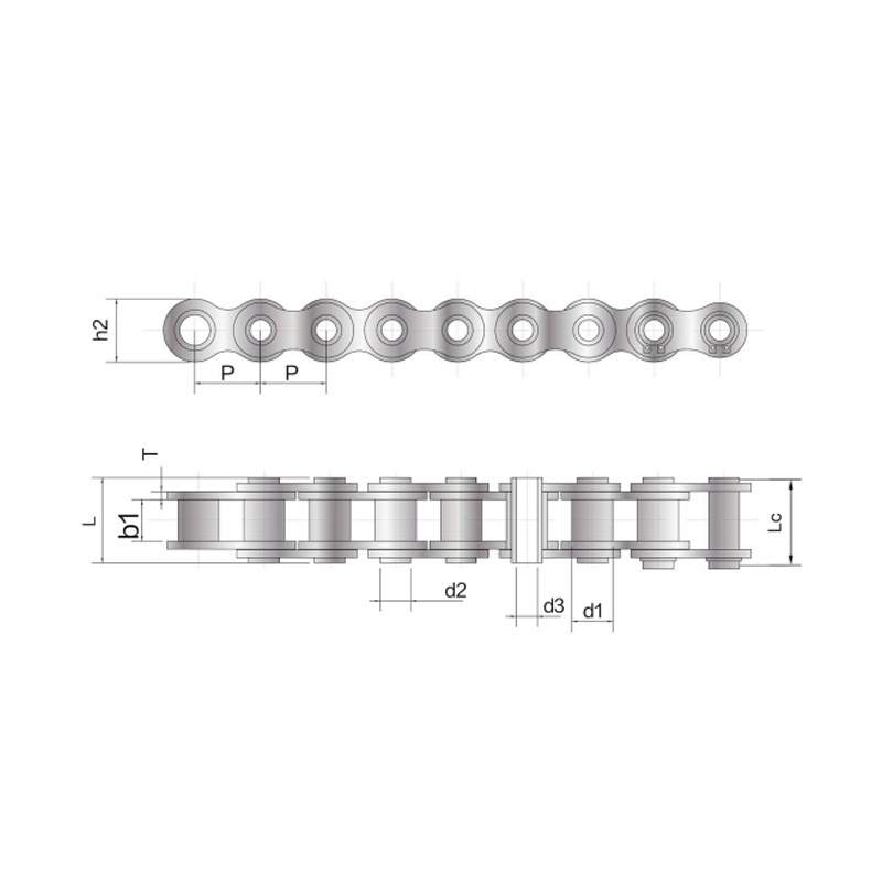 Chaîne à rouleaux à broches creuses
