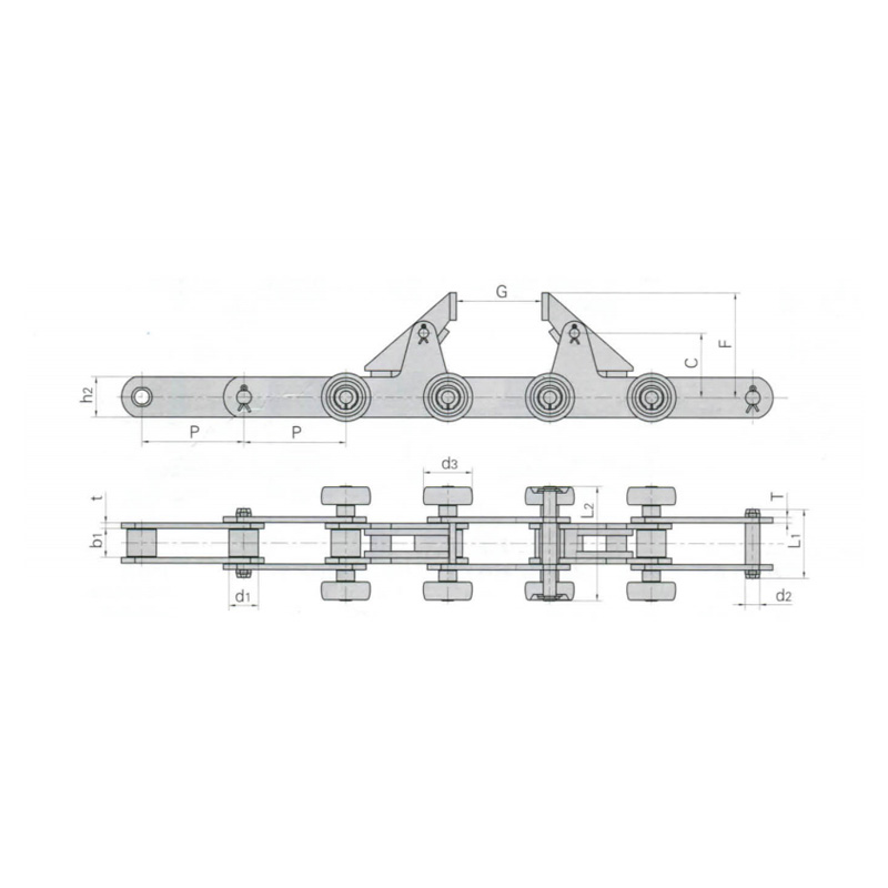 Chaîne de convoyeur pour ligne de production automobile
